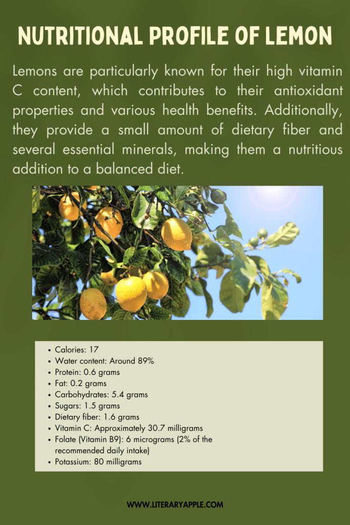 Nutrition facts of lemon