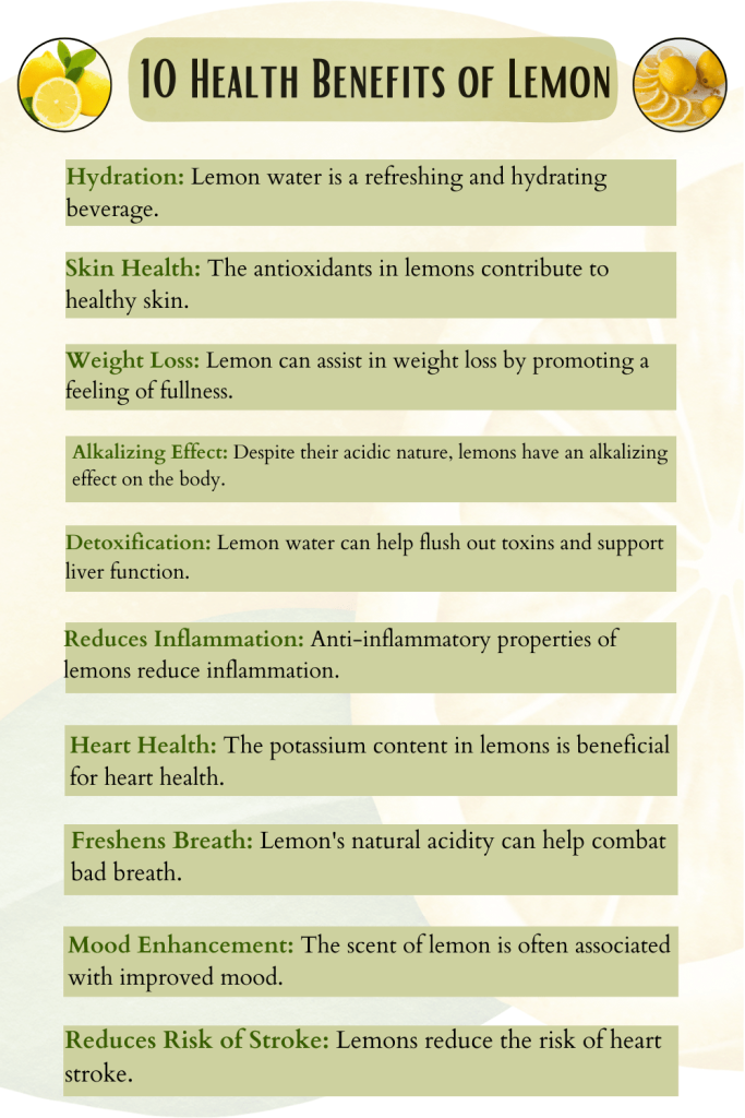 amazing health benefits of lemon